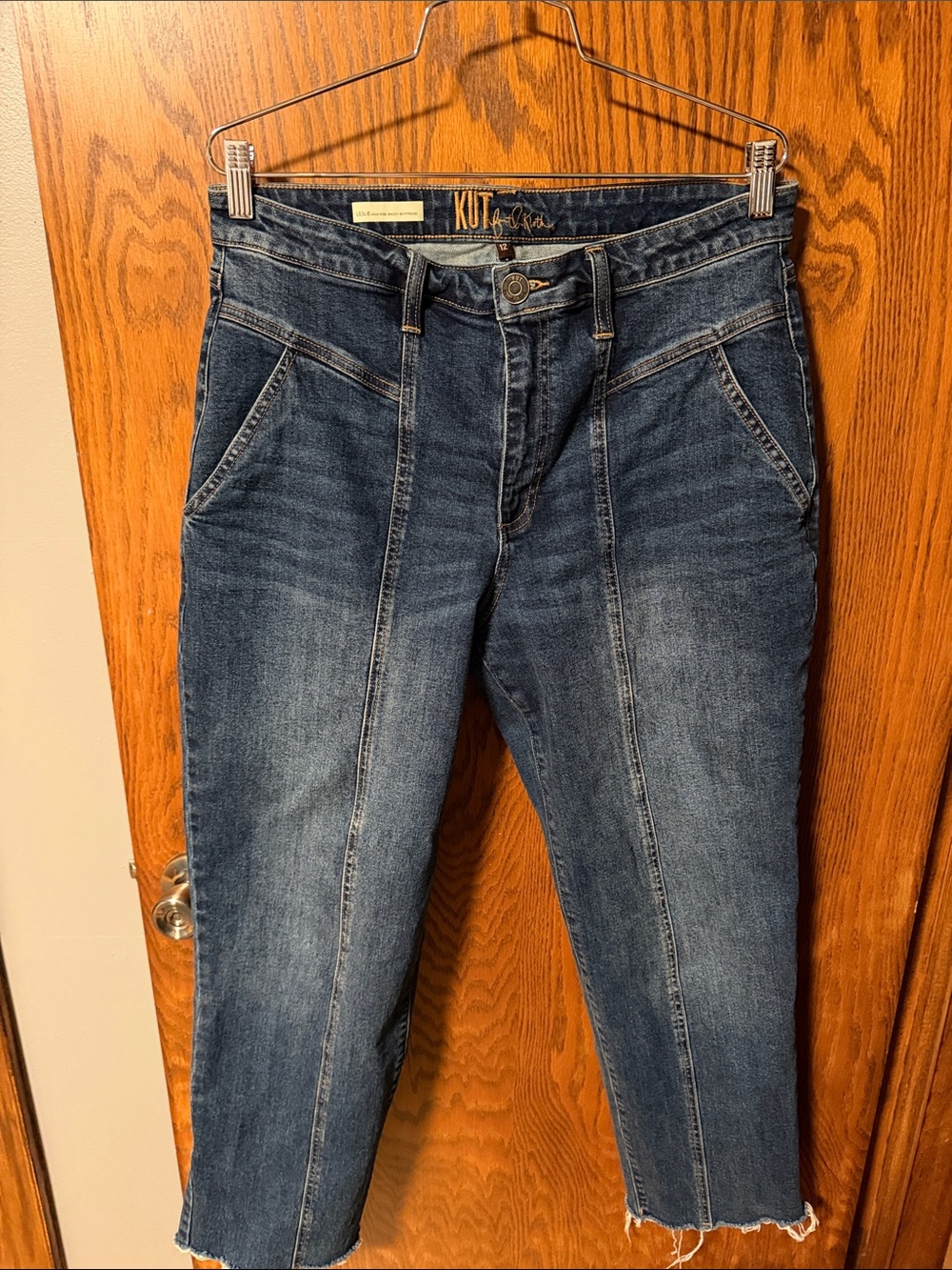 Kut from the Kloth Dark Wash Cropped Seamed Jeans